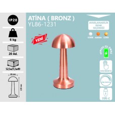 ATINA MASA LAMBASI ŞARJ EDİLEBİLİR BRONZ-3 RENK
